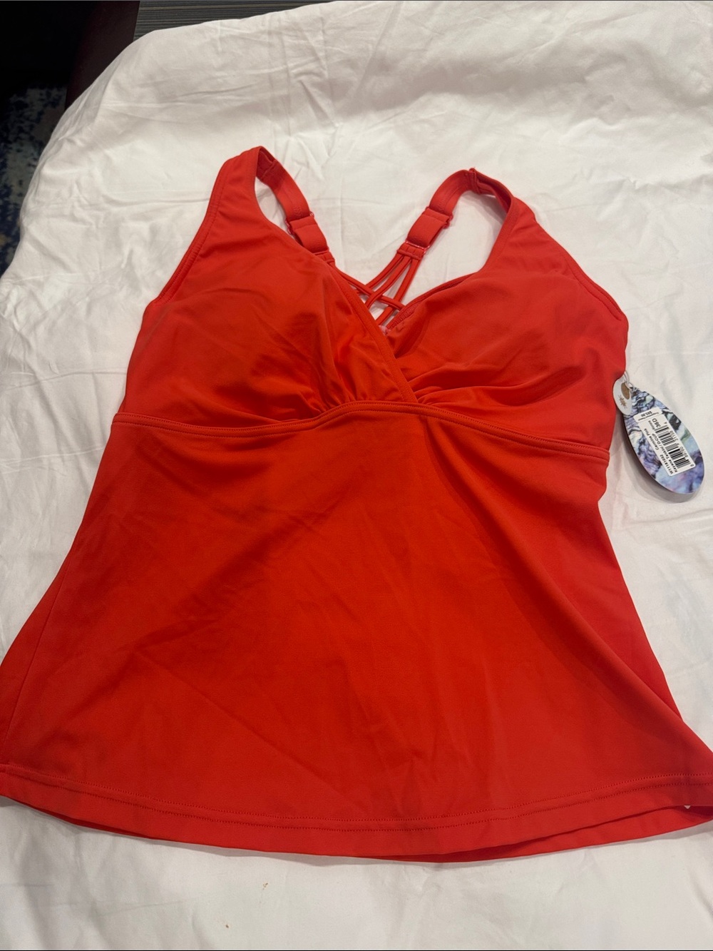 Prana Red Strappy V-Neck Sports Tankini Top